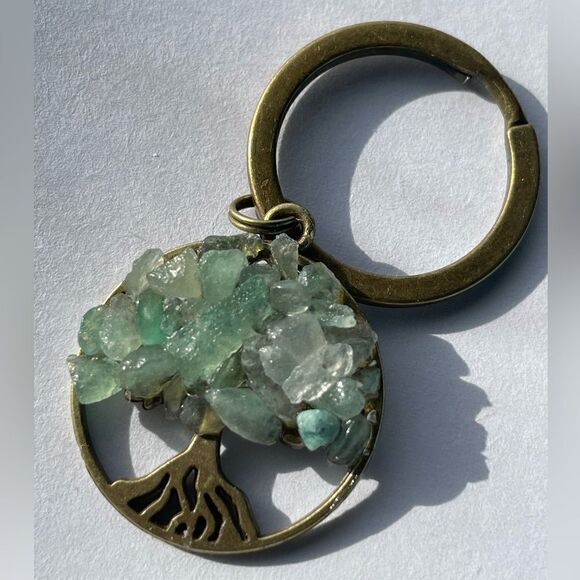 Tree of Life Natural Green Jade (Jadeite Jade) Crystal Keychain - Picture 10 of 16